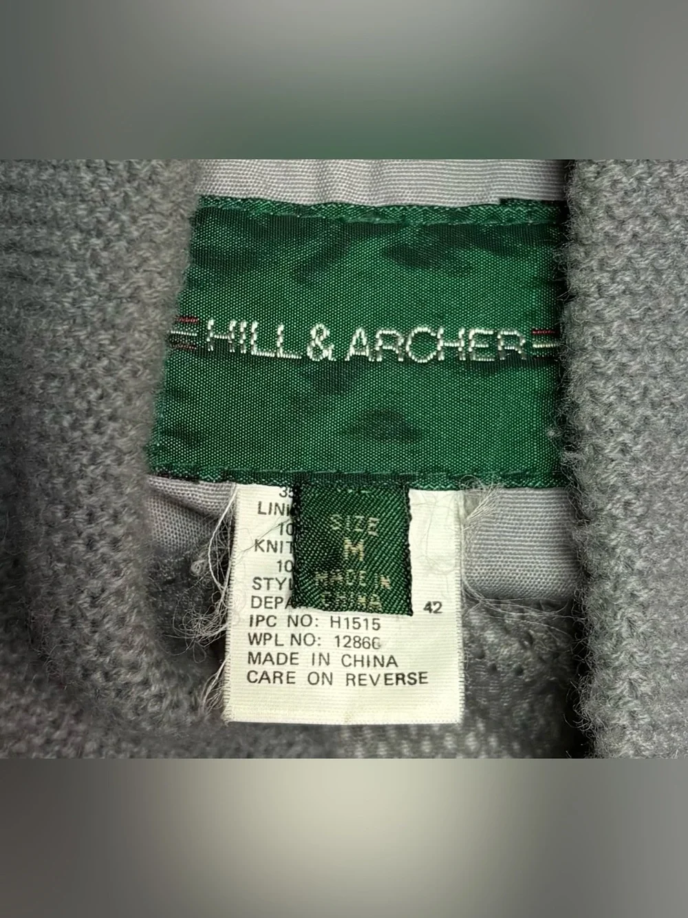 Vintage Hilli & Archer Gray Bomber Jacket Mens M Full Zip Ribbed 80s 90s